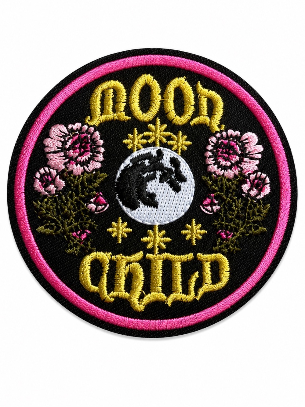Moon Child Iron On Patch Circle Accent Eclectic Festival Moon Stars Hippie NEW
